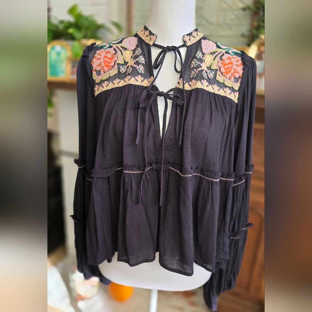 🖤 Free People Oversized Vivid Color Top Size XS - Picture 2 of 11